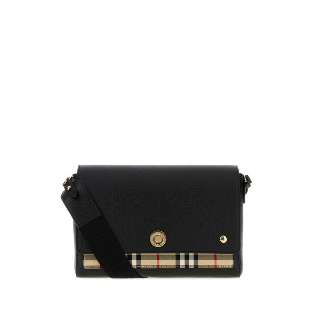 Burberry Women Black Leather Note Crossbody Bag